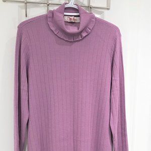 Women Purple Sweater with Ruffle Trim Size L